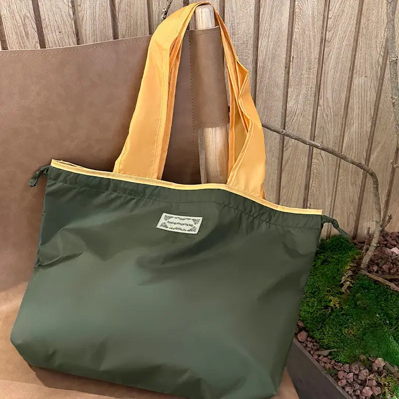 Large Drawstring Eco-Friendly Green Grocery Bag - Image 9