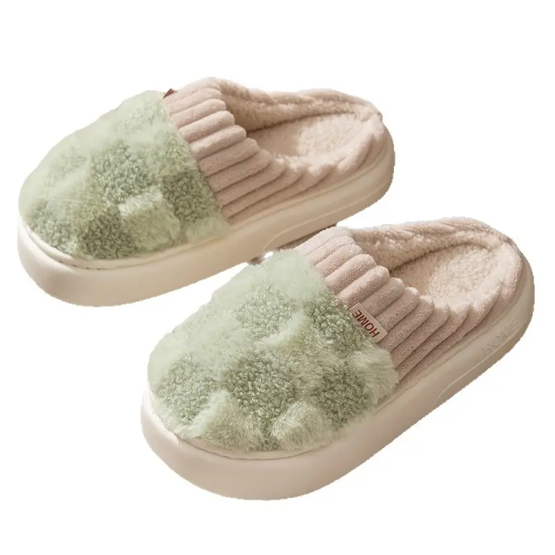 Women's Pink Plush Cotton Winter Slippers