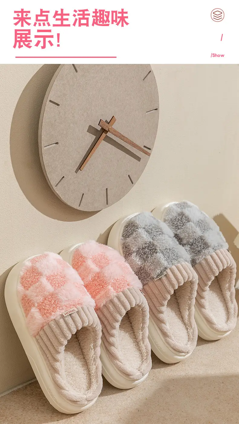 Women's Pink Plush Cotton Winter Slippers — feature 8