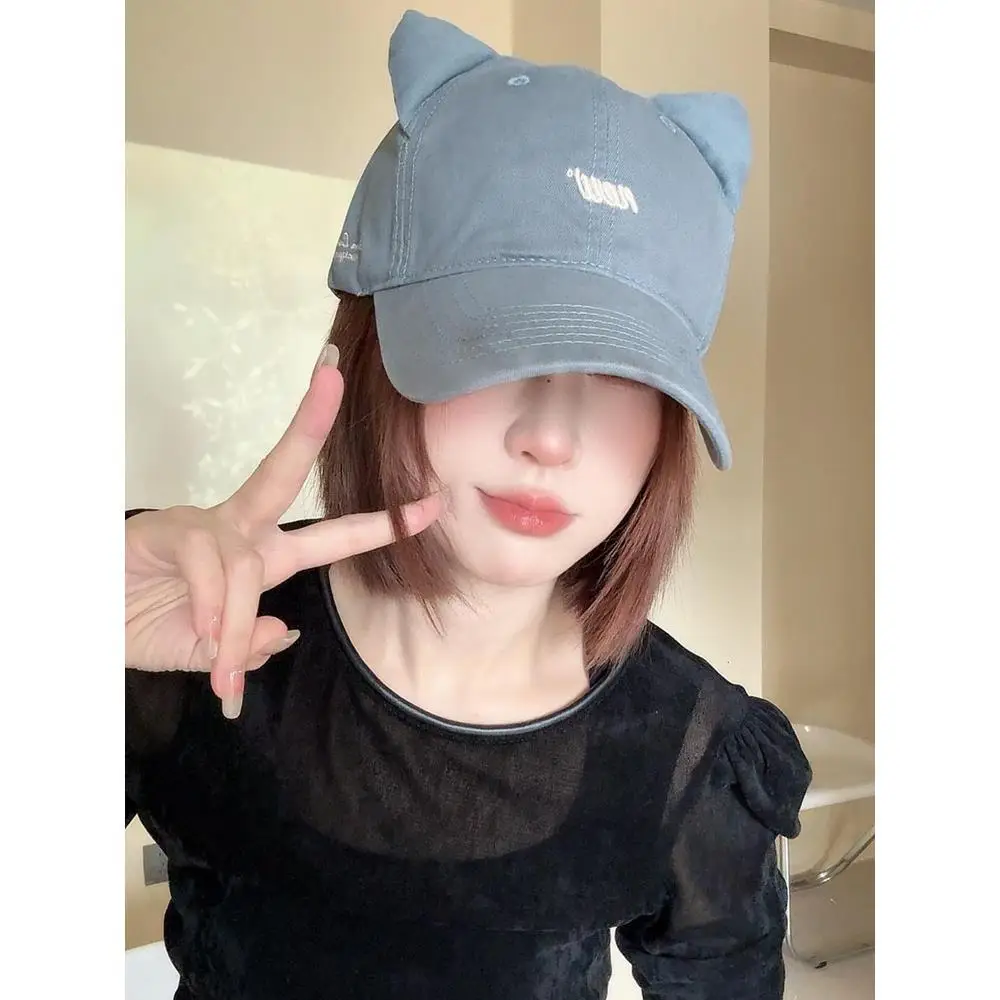 Kitten Ears Baseball Cap for Women Black Sweet Elegant - Image 8