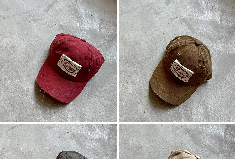 Korean Style Ripped Duckbill Cap for Kids Brown — feature 12
