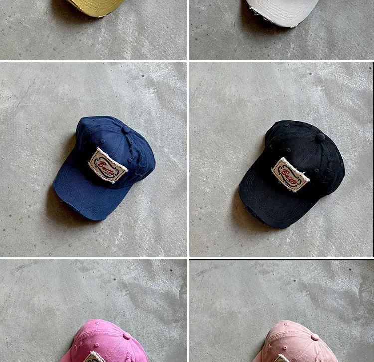 Korean Style Ripped Duckbill Cap for Kids Brown — feature 14