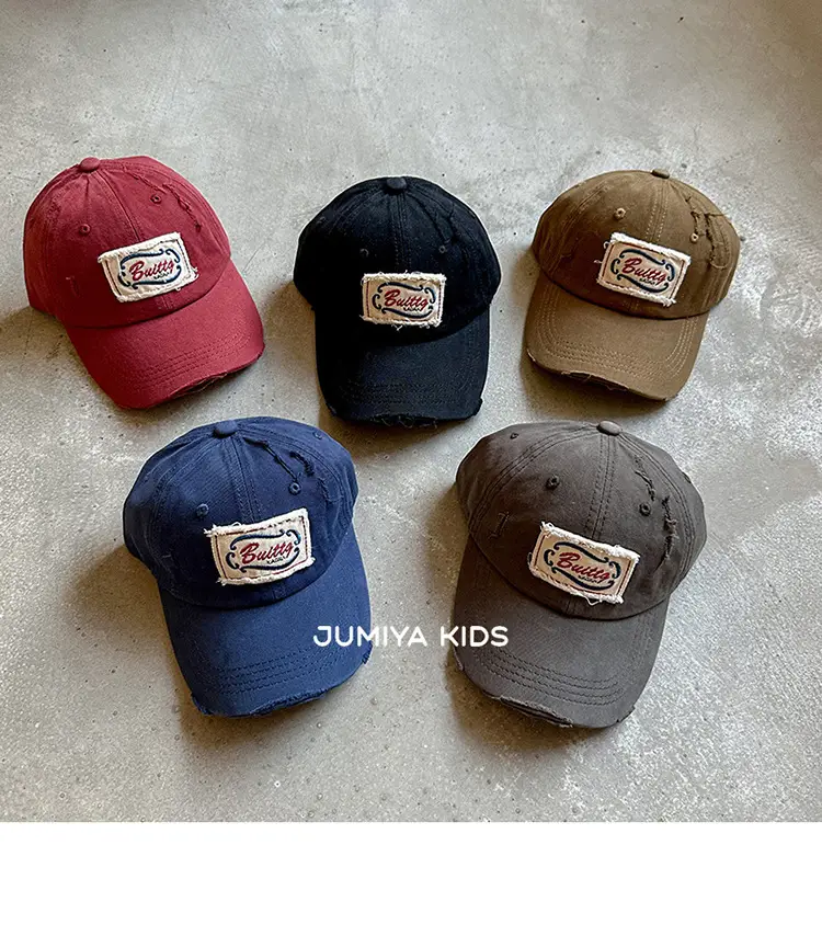 Korean Style Ripped Duckbill Cap for Kids Brown — feature 5
