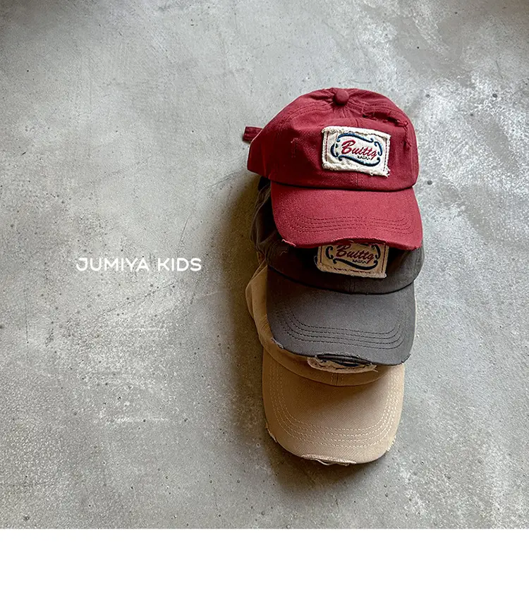 Korean Style Ripped Duckbill Cap for Kids Brown — feature 6