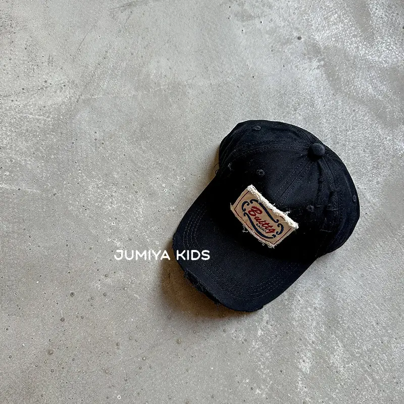 Korean Style Ripped Duckbill Cap for Kids Brown - Image 12