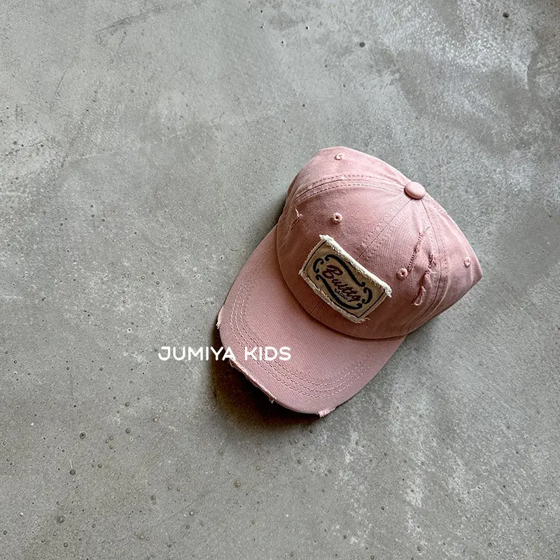 Korean Style Ripped Duckbill Cap for Kids Brown - Image 5