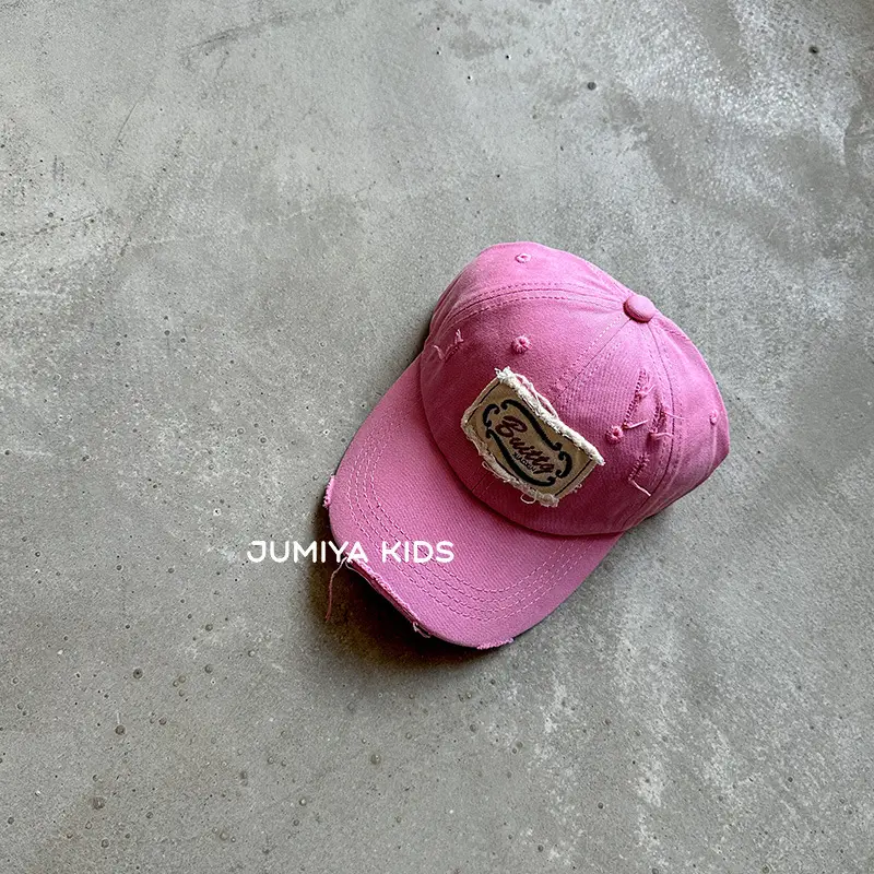 Korean Style Ripped Duckbill Cap for Kids Brown - Image 6