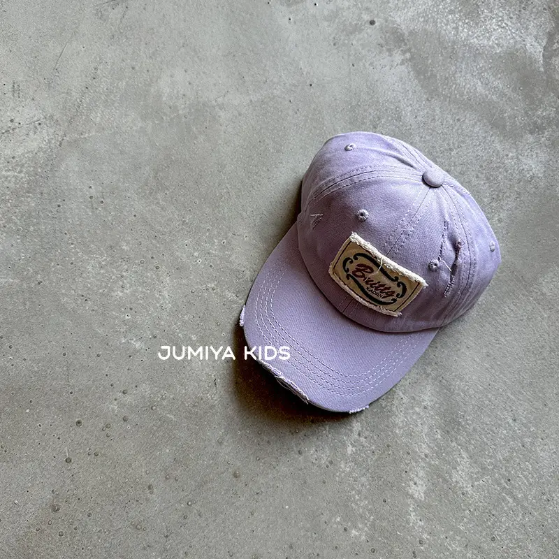 Korean Style Ripped Duckbill Cap for Kids Brown - Image 7