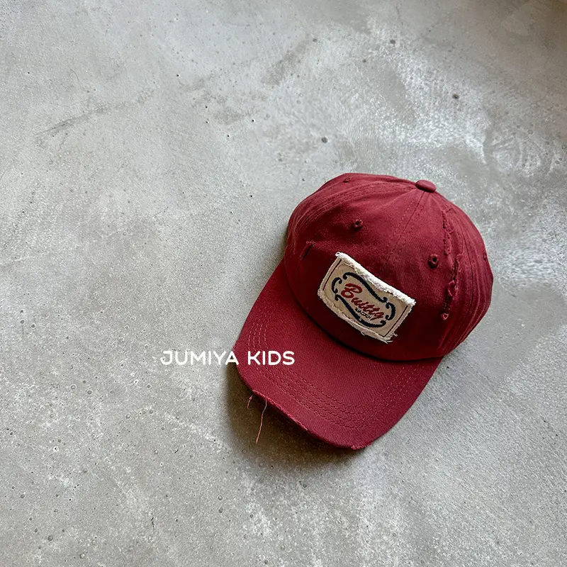 Korean Style Ripped Duckbill Cap for Kids Brown - Image 8