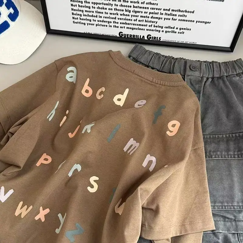 Brown Long Sleeve T-Shirt for Boys with Letter Print — feature 4