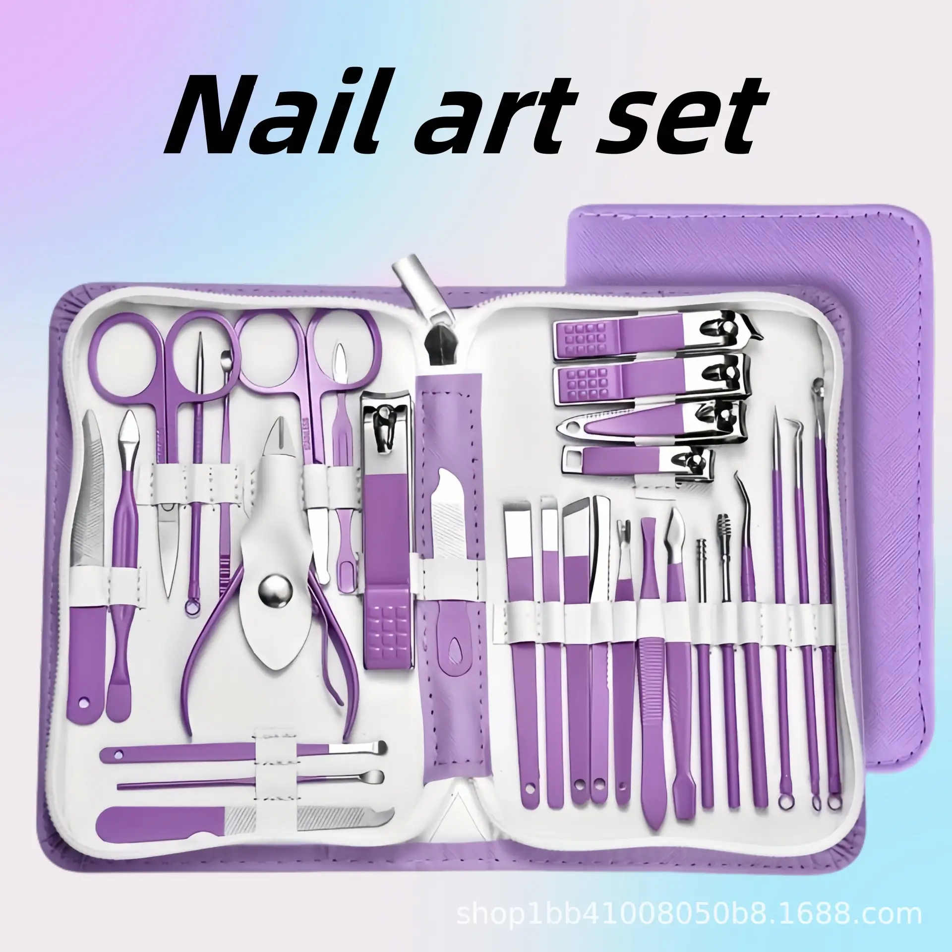 Purple Nail Art Set 9-30 Pieces for Manicure Tools