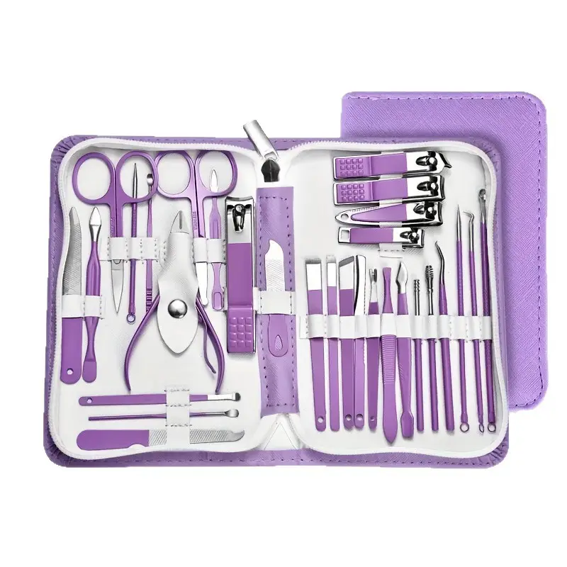Purple Nail Art Set 9-30 Pieces for Manicure Tools