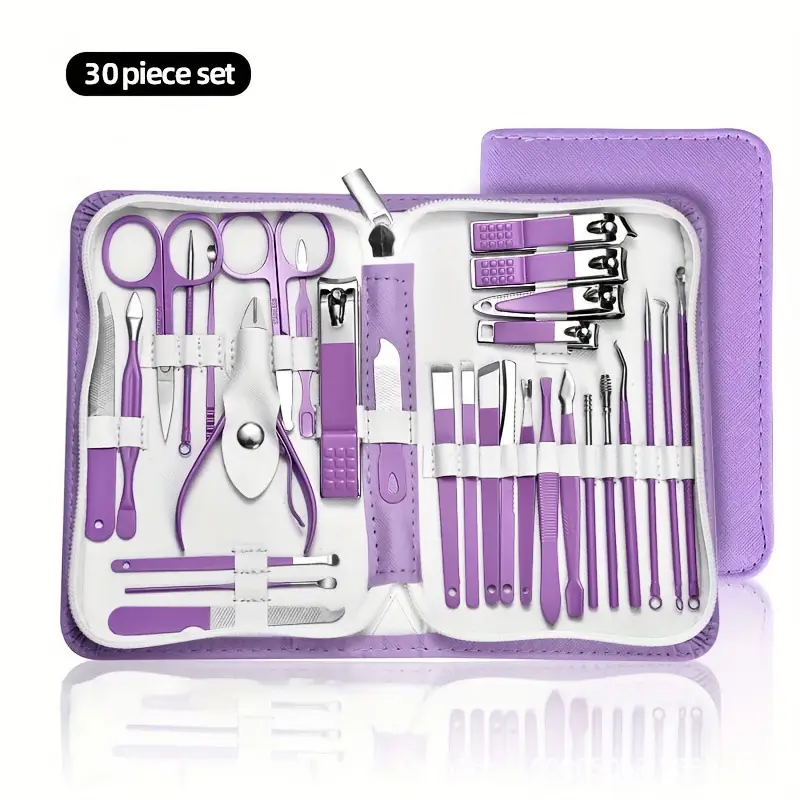 Purple Nail Art Set 9-30 Pieces for Manicure Tools