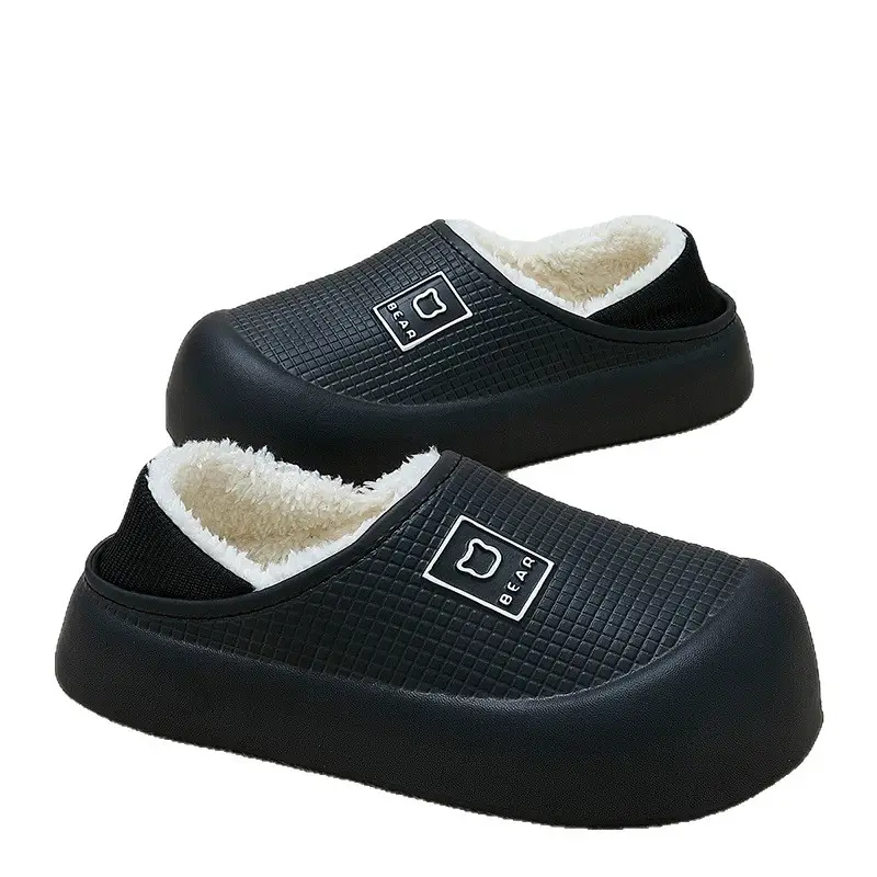Waterproof Cotton Slippers for Women, Winter 2025 New Style, Home Non-Slip Outer Wear, Fleece-Lined Warm Heel Cotton Shoes for Men, Winter - Image 9