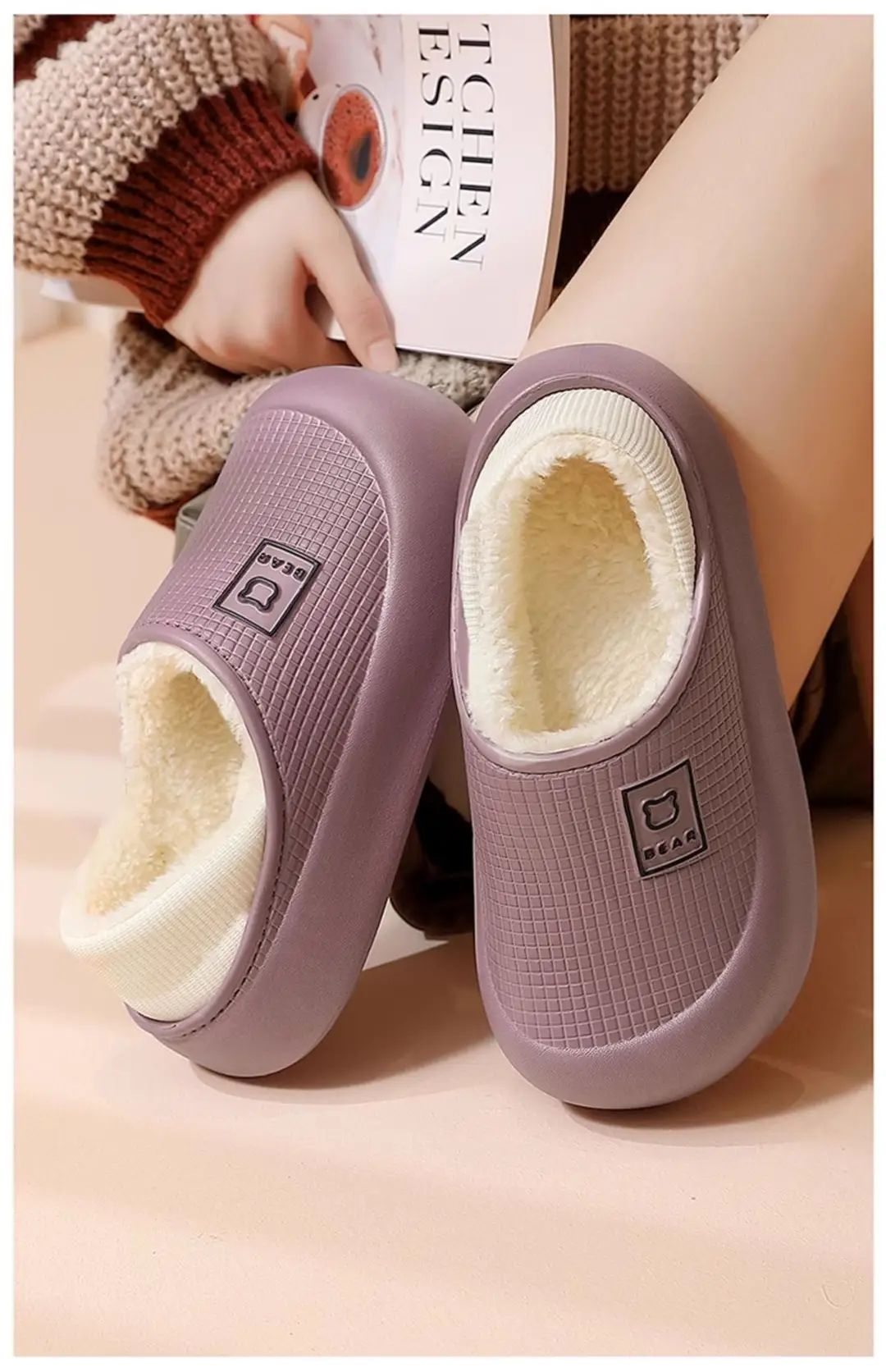 Waterproof Cotton Slippers for Women, Winter 2025 New Style, Home Non-Slip Outer Wear, Fleece-Lined Warm Heel Cotton Shoes for Men, Winter — feature 8