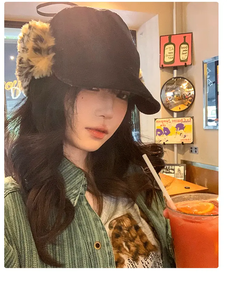 Women Brown Plush Duck Hat Autumn Winter Warm — feature 13