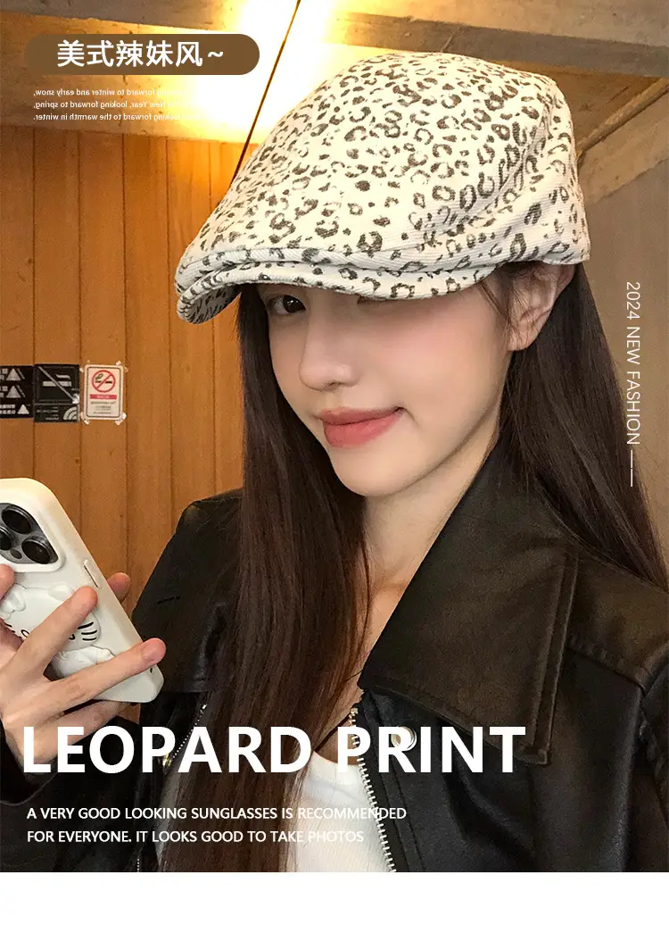 Leopard Print Forward Cap Women New Spring Beret — feature 1