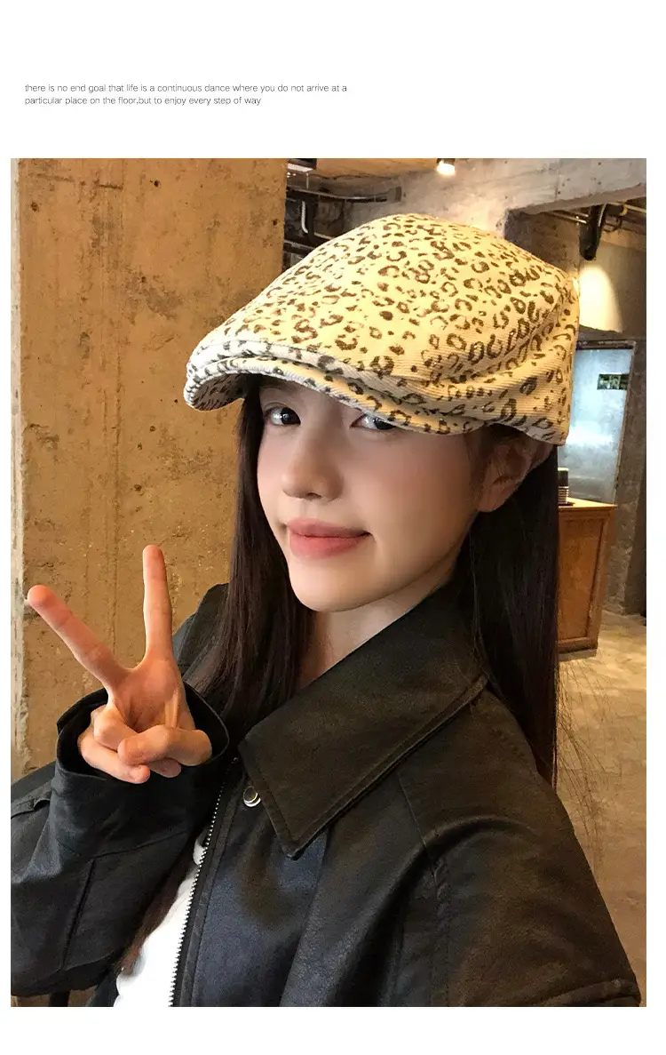 Leopard Print Forward Cap Women New Spring Beret — feature 8