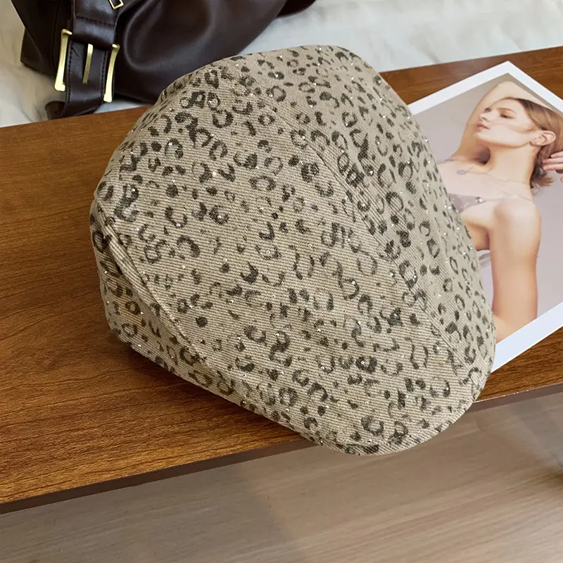 Leopard Print Forward Cap Women New Spring Beret - Image 2