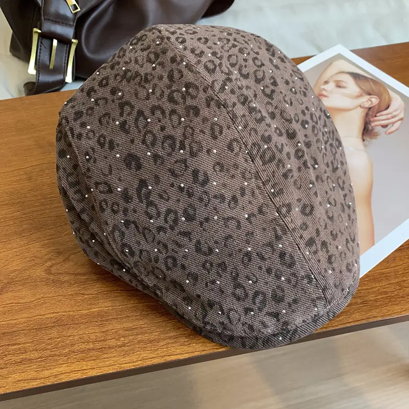 Leopard Print Forward Cap Women New Spring Beret - Image 3