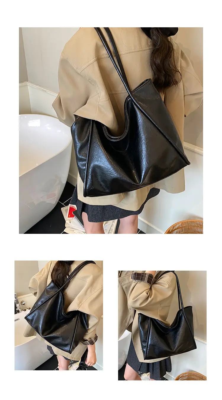 Large Capacity Women's Brown Leather Shoulder Bag — feature 11