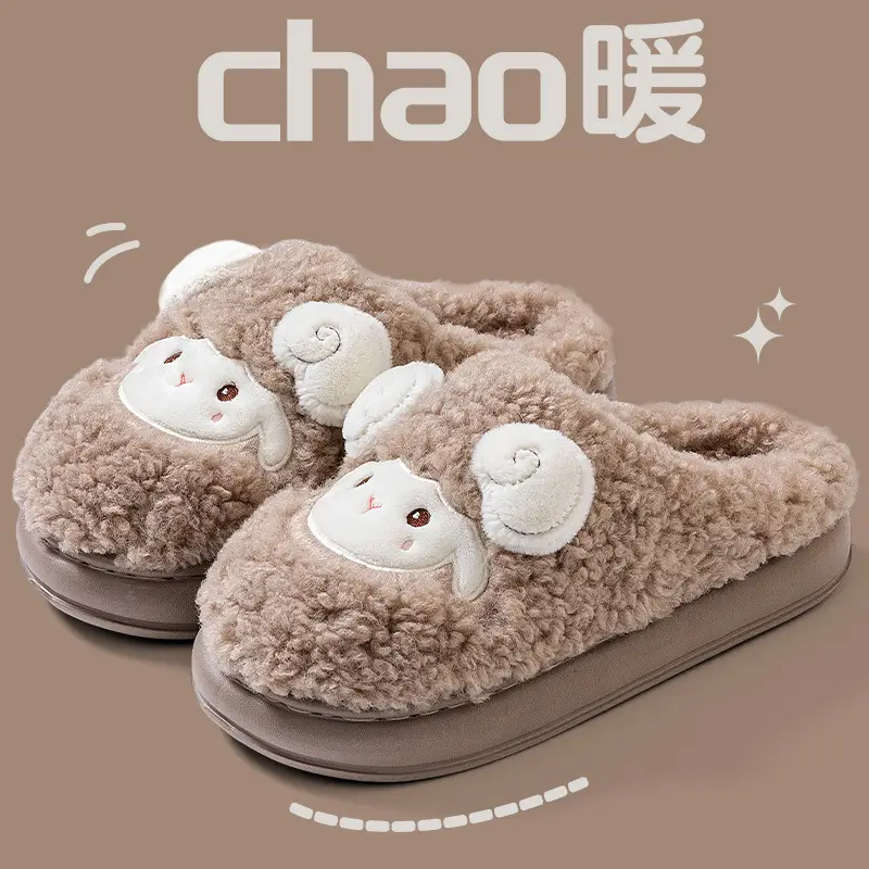 Cute Cotton Slippers for Women Autumn and Winter 2025 New Indoor Home Couple Cotton Slippers Plush Slippers for Men
