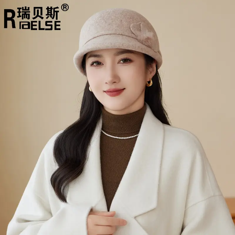 Women Wool Duckbill Cap Brown Middle Age Elderly - Image 7