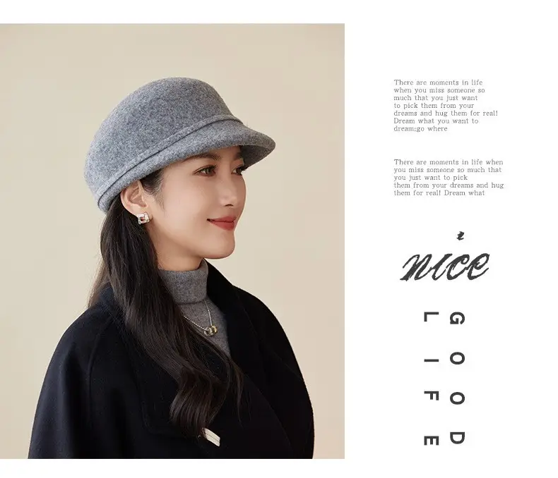 Women Wool Duckbill Cap Brown Middle Age Elderly — feature 19
