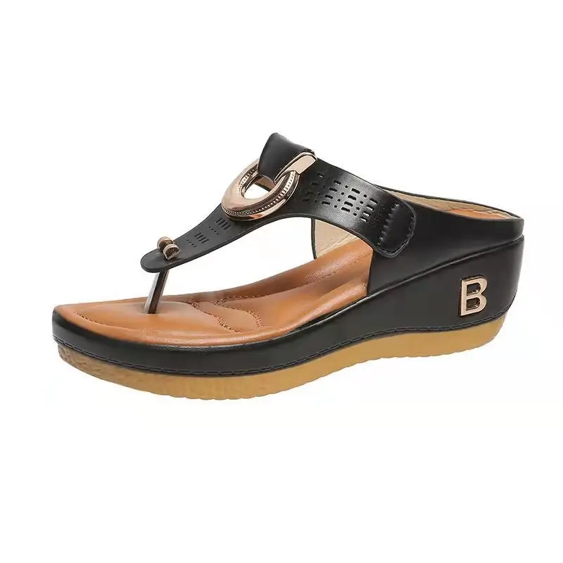 Cross-Border Foreign Trade Women's Shoes Summer New Beach Thong Wedge Sandals Women's European and American Style Sandals in Stock — feature 9