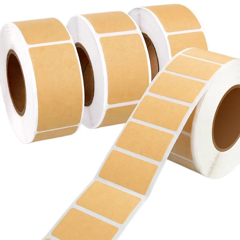 800/Roll Kraft Note Stickers, Writable Self-Adhesive Mark Stickers, Handwritten Remarks Sealing Stickers, Traceless Label Stickers