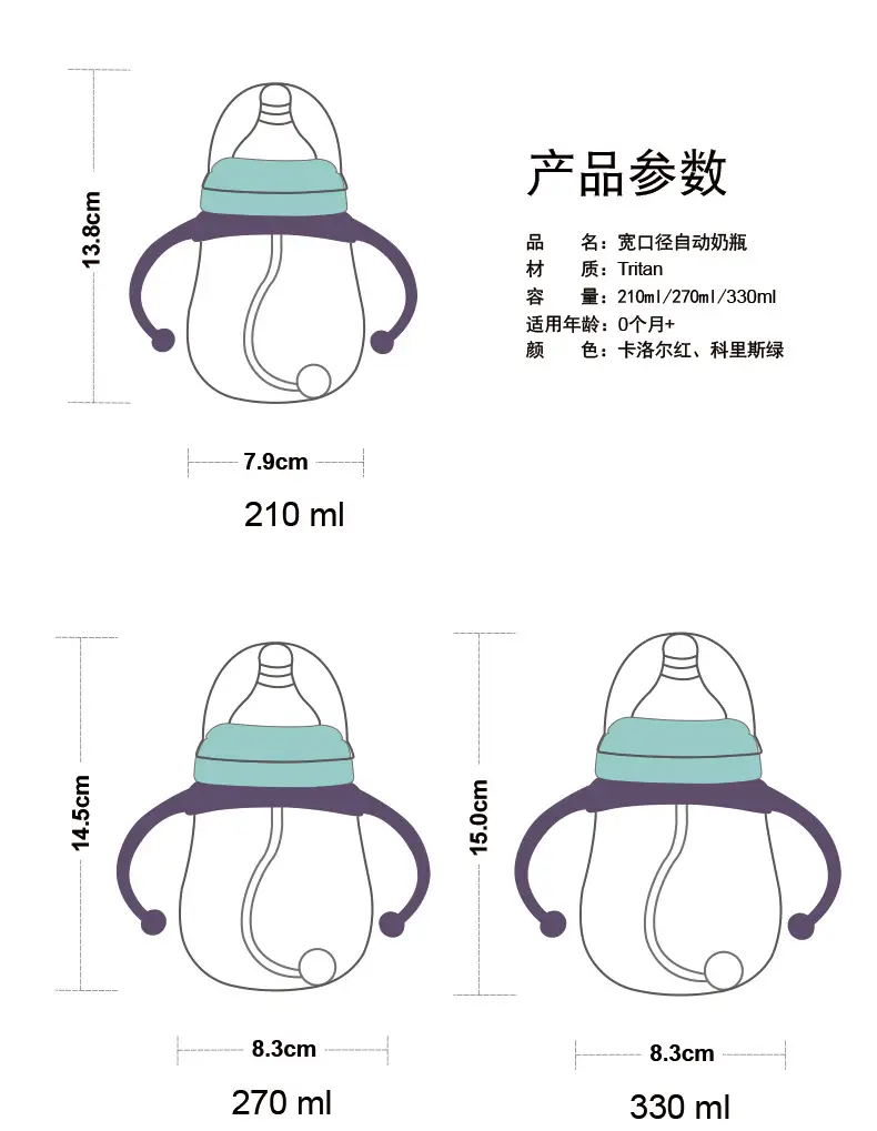 Little Elephant Colorful Ppsu Baby Bottle Wide Caliber Large Baby Anti-Flatulence and Fall-Resistant Newborn Baby Straw with Handle Duckbill — feature 17