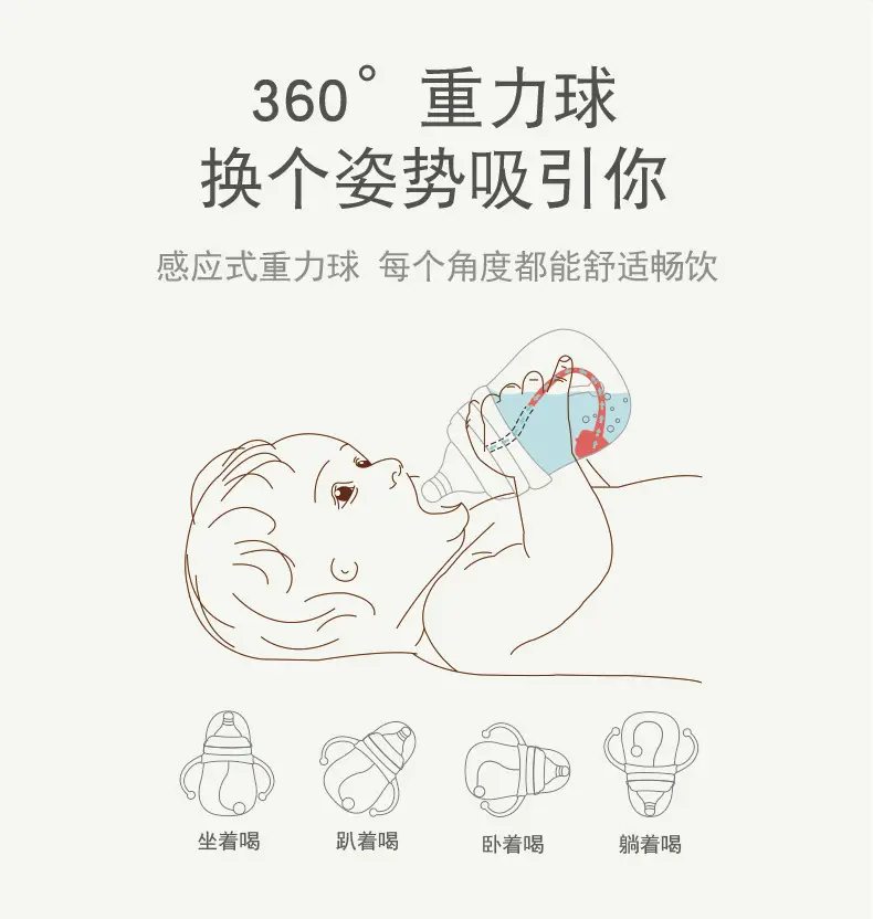 Little Elephant Colorful Ppsu Baby Bottle Wide Caliber Large Baby Anti-Flatulence and Fall-Resistant Newborn Baby Straw with Handle Duckbill — feature 2