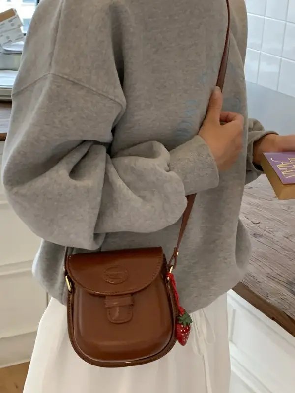 Red Mini Saddle Crossbody Bag for Women Autumn Winter 2025