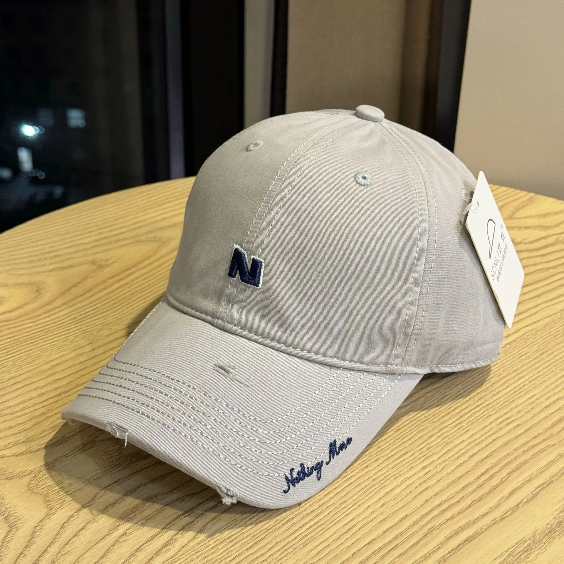 Gray Navy Logo Baseball Cap for Men Women — feature 14