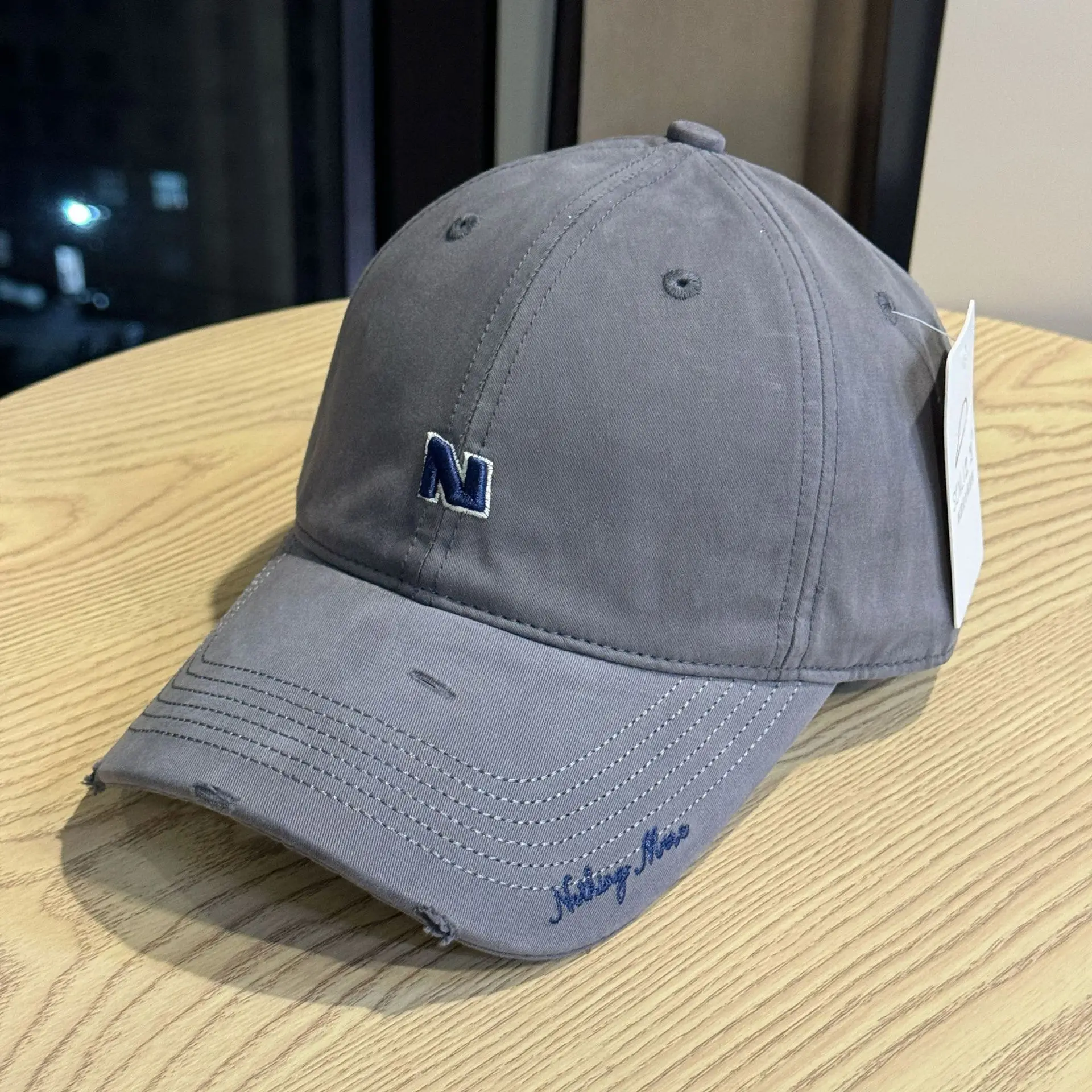 Gray Navy Logo Baseball Cap for Men Women — feature 16