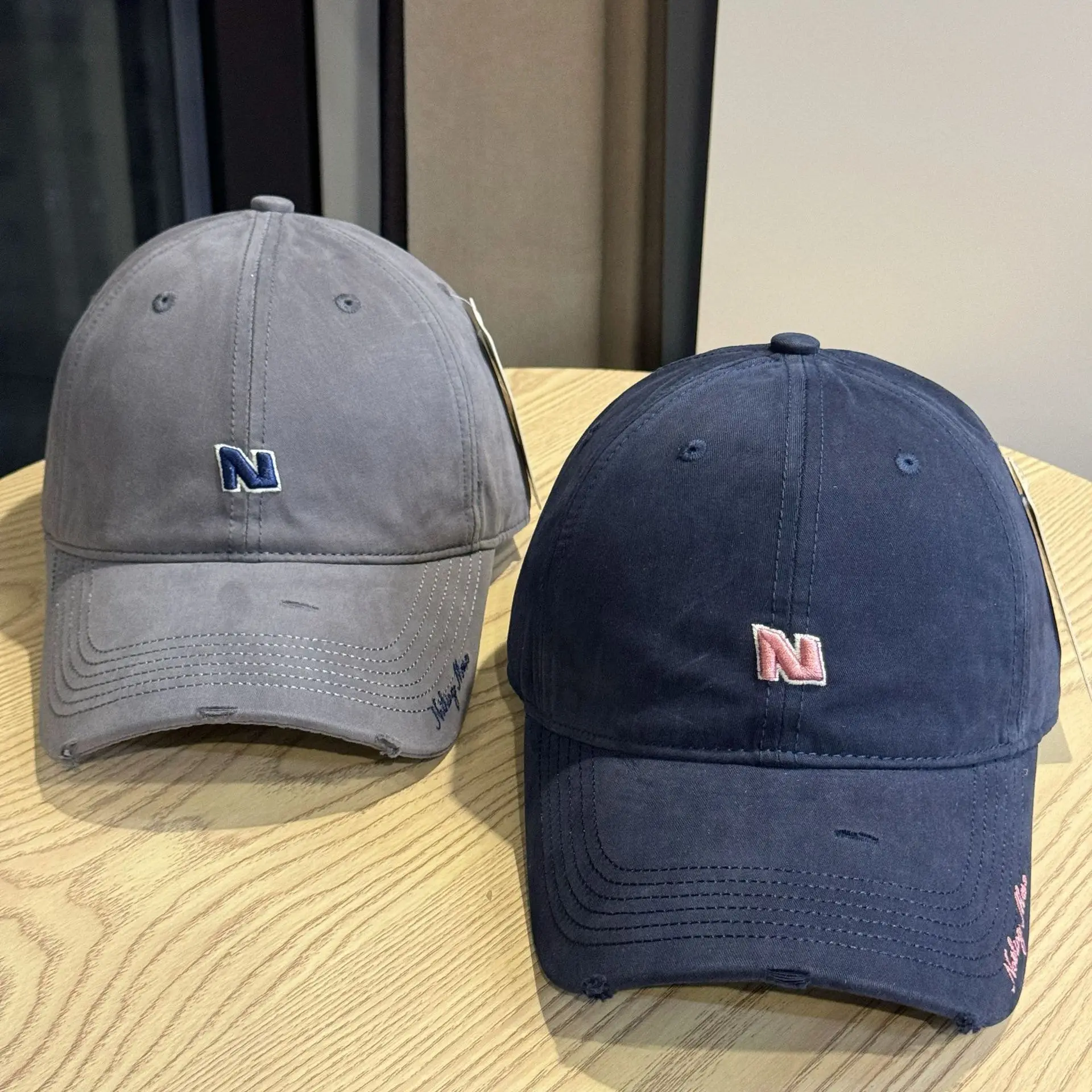 Gray Navy Logo Baseball Cap for Men Women — feature 9