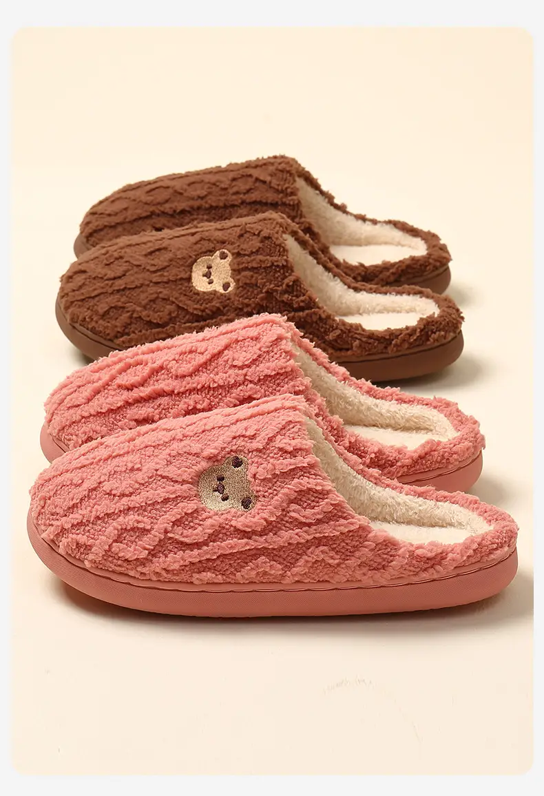 Indoor Women's Anti-Slip Men's New Bear Slippers for Winter Household Cotton Autumn and Winter Home Couple's Year Warm Cotton Slippers — feature 19
