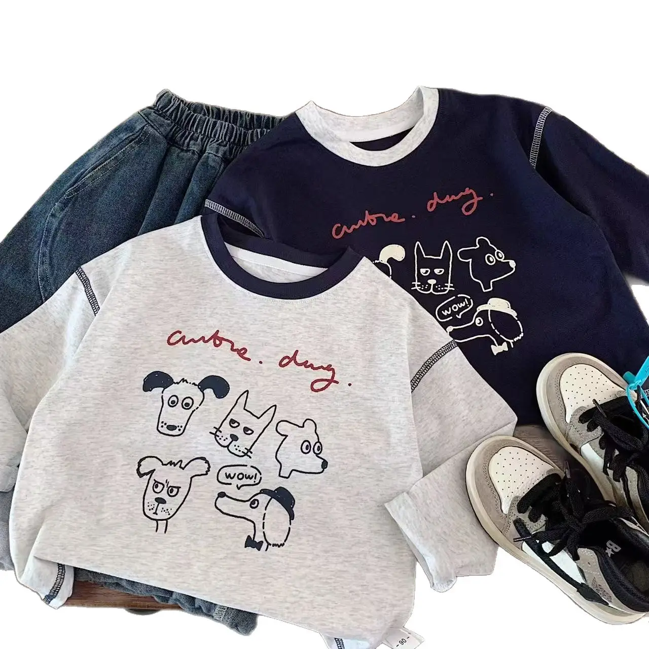 Kids Korean Style Puppy Print T-Shirt Set - Image 7