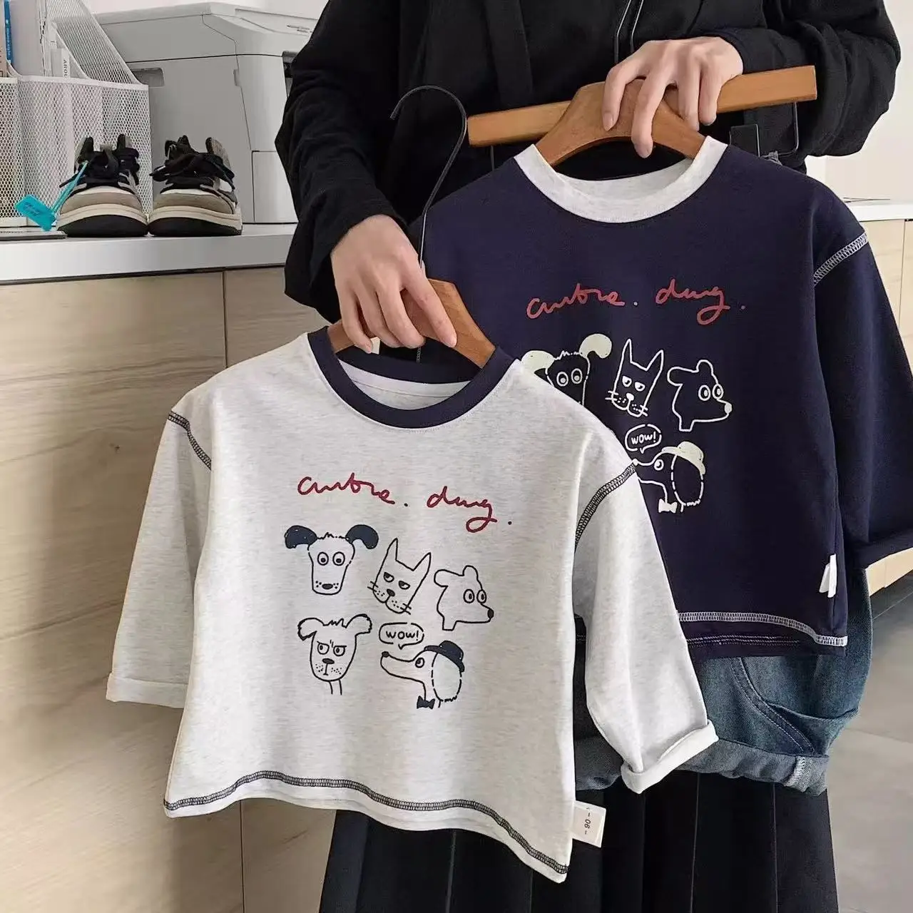 Kids Korean Style Puppy Print T-Shirt Set — feature 1