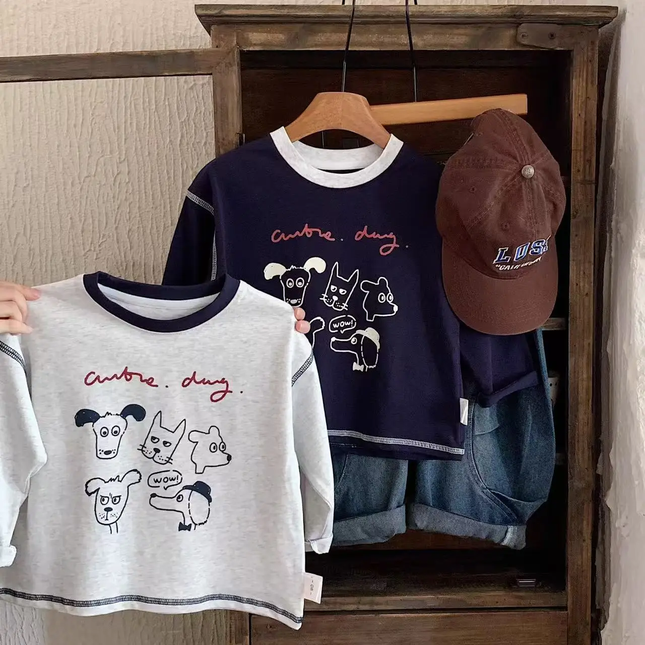 Kids Korean Style Puppy Print T-Shirt Set — feature 3