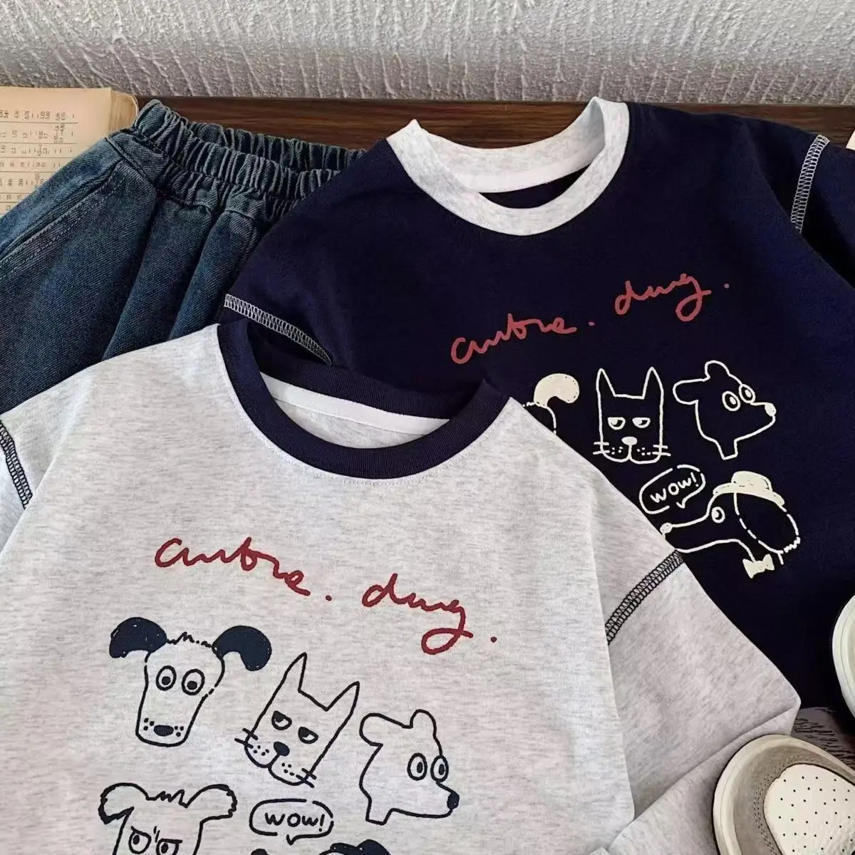 Kids Korean Style Puppy Print T-Shirt Set — feature 6