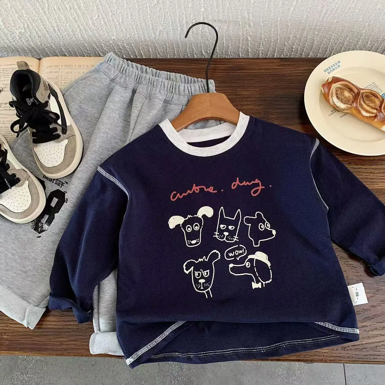 Kids Korean Style Puppy Print T-Shirt Set - Image 2