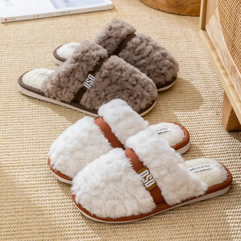Warm Plush Cotton Slippers for Women Winter