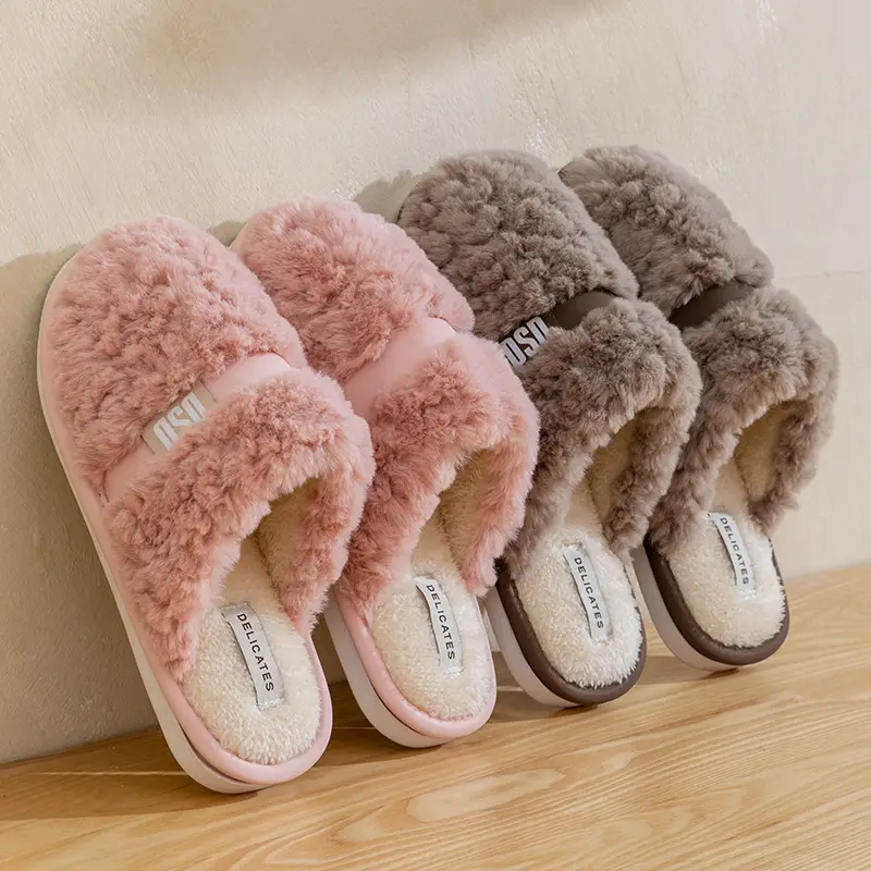 Warm Plush Cotton Slippers for Women Winter