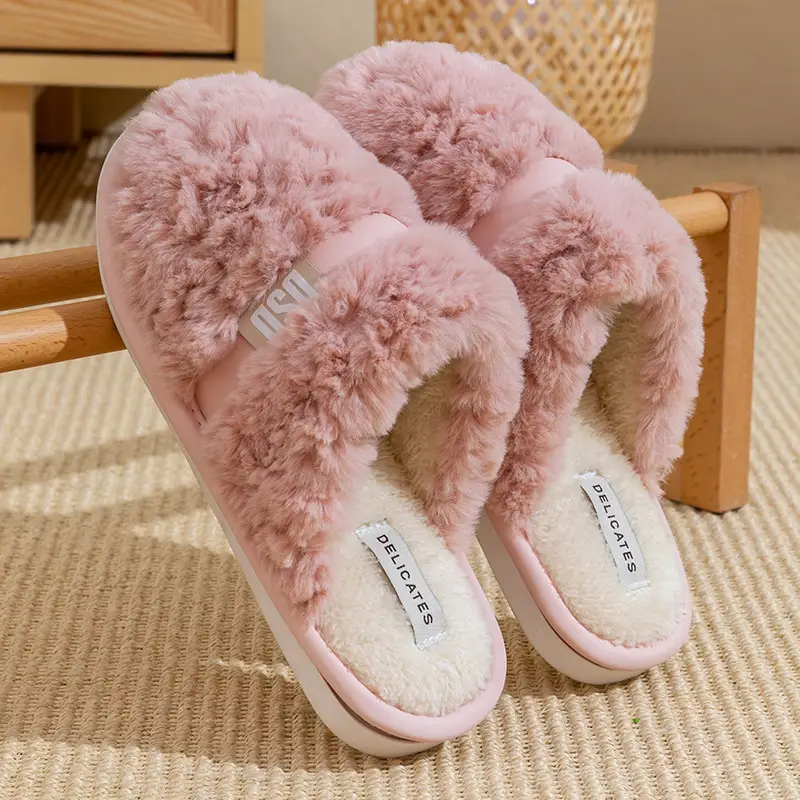 Warm Plush Cotton Slippers for Women Winter