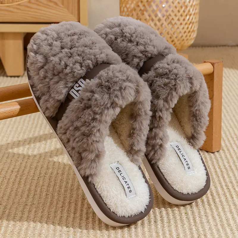 Warm Plush Cotton Slippers for Women Winter