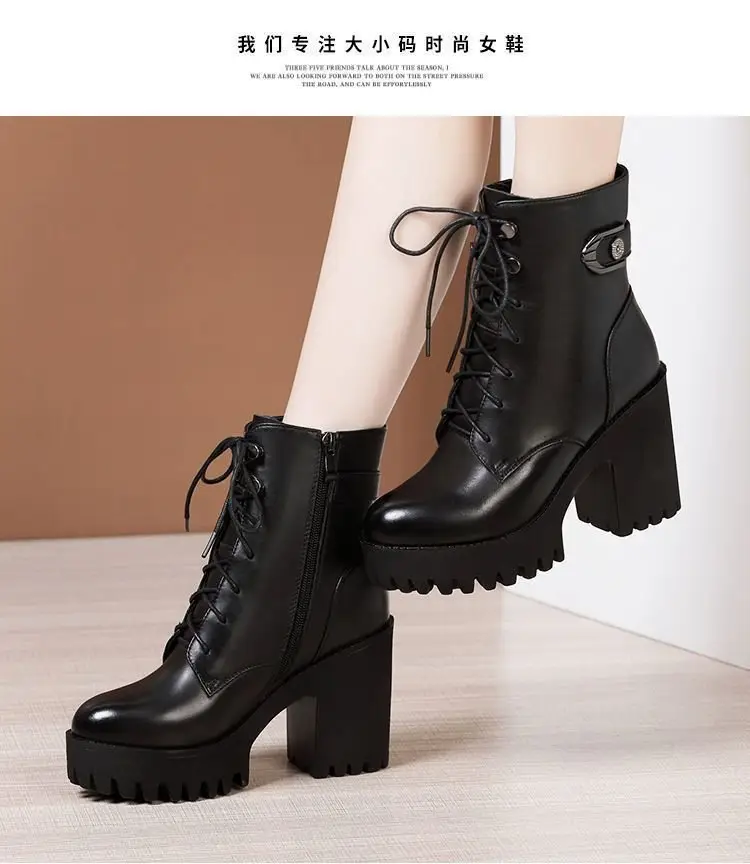 Women Fleece Lined High Heel Boots Black Winter — feature 8