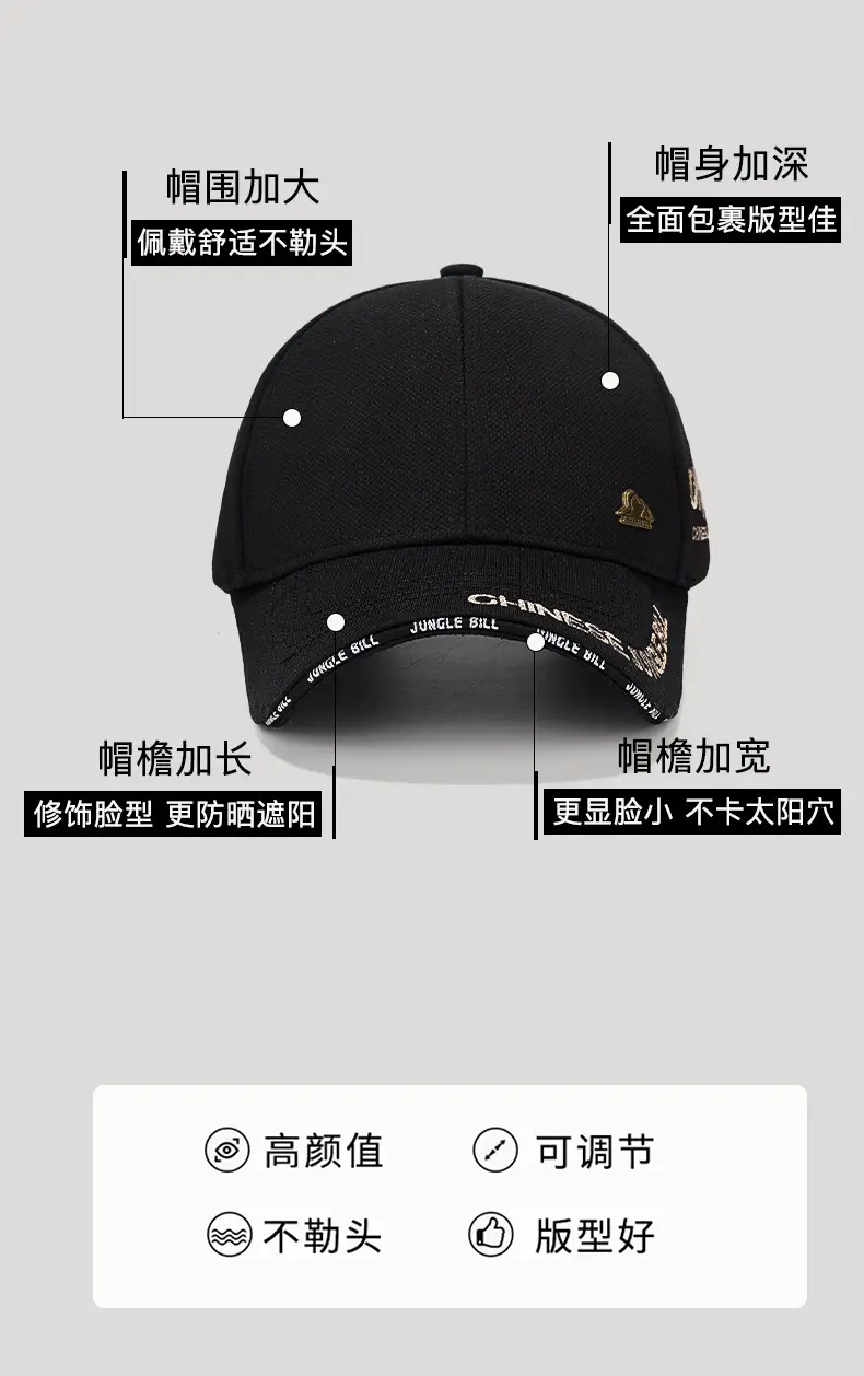Chinese Jungle Bill Baseball Cap Pineapple Cloth Gold Thread — feature 3
