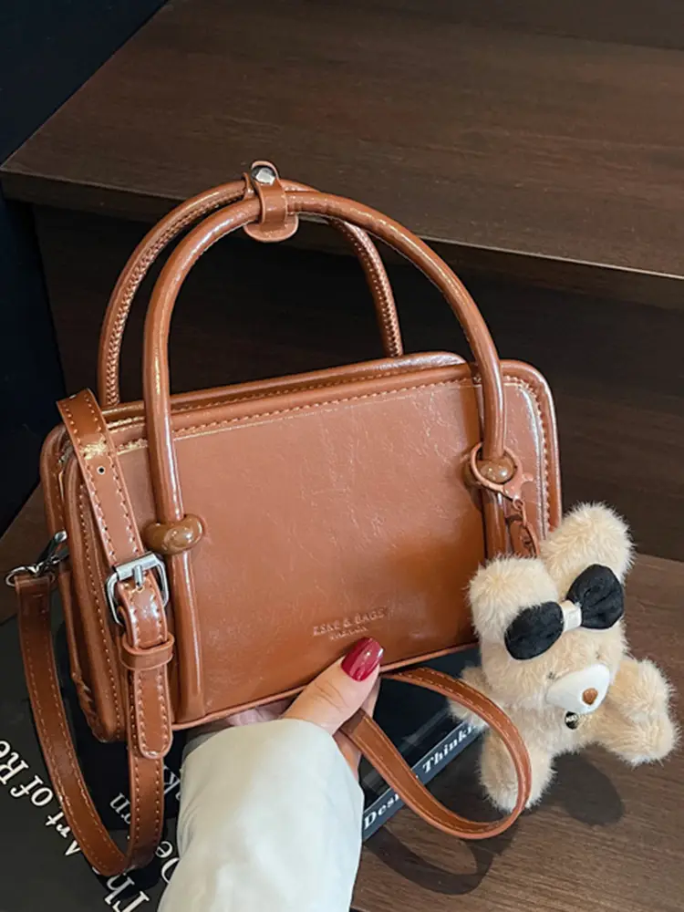 Women Shoulder Bag Red Leather 2025 Autumn New