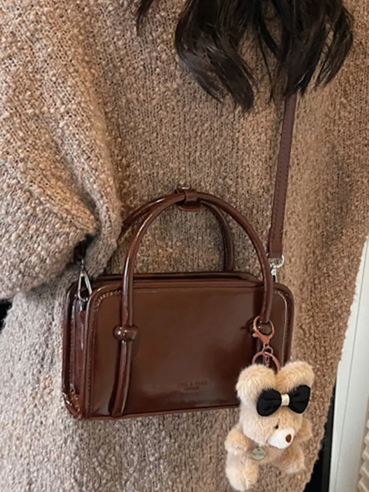 Women Shoulder Bag Red Leather 2025 Autumn New